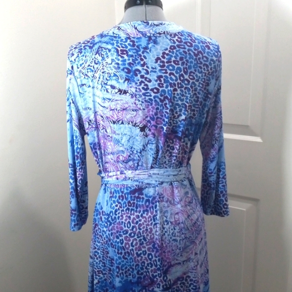 Jaclyn Smith Sz Large Multi Colored Blue/Purple Dress Midi - Picture 4 of 8